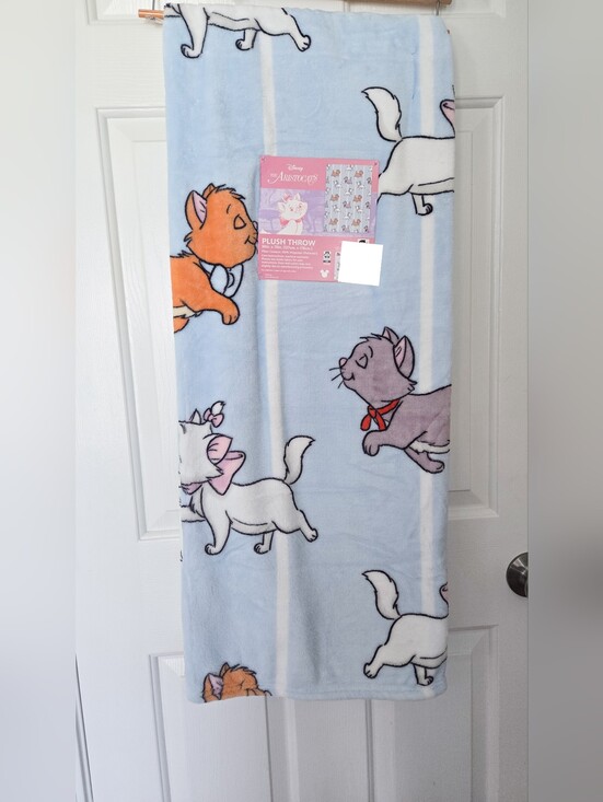 Disney Other - Disney Light Blue Aristocats Plush Throw Blanket, Stripes, New, Marie